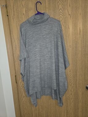 summer & rose Gray Knit Poncho Sweater